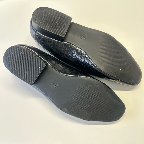 ASOS Design Mindy Mock Croc Embossed Loafers Size 5 US Black Faux Leather Flats - Picture 5 of 13